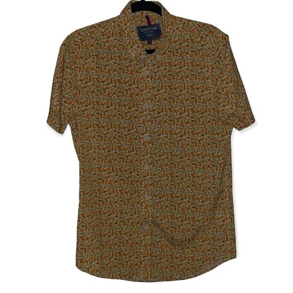 Men's Heritage Fall Leaves Short Sleeve Button Down Shirt - Picture 1 of 7
